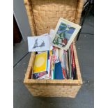 Rattan Storage Box and Contents - Cards