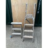 2x Vintage Wooden Ladders