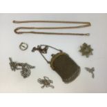 Collectables - Compass, Chain Bag, Watch Chain and Devon Regiment Badge