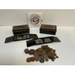 2x Vintage Cash Tins and Contents - Old British Coins