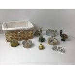Basket and Contents - Trinket Boxes and Animal Ornaments