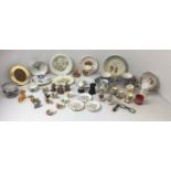 Quantity of China - Ornaments, Collectors Plates, Egg Cups and other to include Wade Minton,