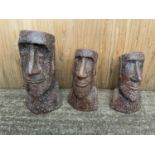 Terracotta Graduating Easter Island Style Statues