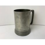 Edwardian Quart Pewter Tankard Engraved to Base Excise Mark 483