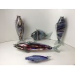 5x Murano Glass Fish