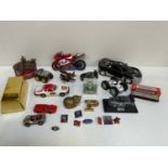 Collectables - Badges, Model Cars and Spark Plug Aeroplane etc
