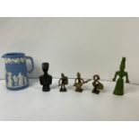 Wedgwood Jug and Unusual Oriental Figures