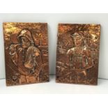 Pair of Newlyn Style Copper Plaques Depicting Victorian Sailors