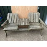 Teak Double Garden Set with Table - 155cm Wide