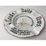 Victorian Enamel Leeds Daily News Advertising Ashtray Pictorial of Military Officer with Medals