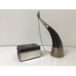 Vintage Drinking Horn 1920, Silver and Tortoise Shell Box - Royal Corps of Signals 1943