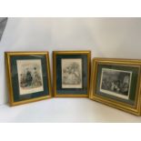 3x Gilt Framed Old Prints