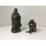 Figurines - Female Form and Brass Oriental Monk