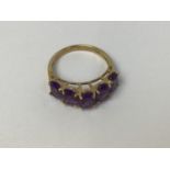 9ct Five Stone Amethyst Ring - Size O