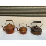 2x Copper Kettles and Teapot