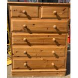 Two over Four Pine Chest of Drawers - 89cm x 42cm x 115cm
