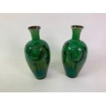 CH Brannam Barnstaple North Devon Slipware Art Pottery Pair of Frank Thomas Vases