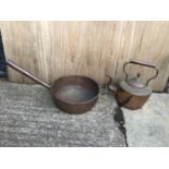 Copper Pan and Brass Kettle