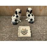 Pair of Mantel Dogs and Ashtray