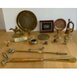 Quantity of Brassware - Race Horse and Rider, Horse Head Shoe Horn and Charger etc