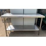 Commercial Stainless Steel Table with Tin Opener - 248cm x 60cm x 85cm