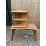 Occasional Table and Pine Corner Wall Shelf