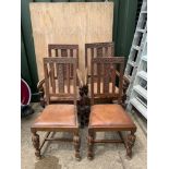 4x Oak Chairs (2 Carvers) for Repair