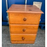 Pine Three Drawer Bedside Chest