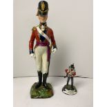 2x Military Figurines - Officer and Private Coldstream Guards - Tallest 27cm