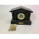 Victorian Slate Mantel Clock with Dedication - Exeter Police 1901 - Photograph of Recipient