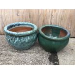 2x Glazed Planters