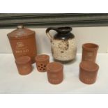 Large West German Jug (Repair to Handle) and Camargue Terracotta Kitchen Pots etc