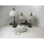 Set of Matching Lights - 3x Table Lamps and Ceiling Light