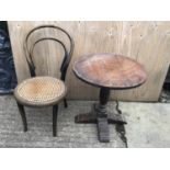 Small Oak Table and Bentwood Chair