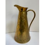 Decorative Art Nouveau Brass Jug - Impressed to Base J.S& S - 25cm High