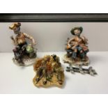 Pair of Capodimonte Figurines (One Damaged) and Naturecraft Aristocrats