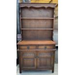 Oak Linenfold Dresser - 93cm x 174cm x 45cm