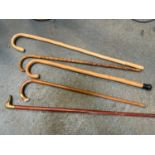 5x Walking Sticks - One with Brass Bird Head