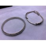 Bangle Marked S and Silver Bracelet