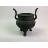 Three Footed Eastern Pot - 17cm H
