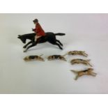 Treen Folk Art Huntsman and Hounds - Some Damages