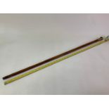 Bamboo Cane with Horn Handle and Furrow - 18 ct Gold Band to Top