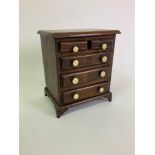 Miniature Mahogany Chest of Two over Three Drawers - Apprentice Piece - 20cm W x 15cm D x 24cm H