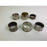 6x Silver Napkin Rings - Total Weight 110gms