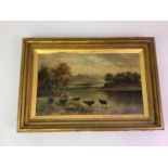 Signed Framed Oil on Canvas by William Langley - Visible Picture 29cm x 49cm