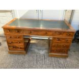 Victorian Mahogany Twin Pedestal Nine Drawer Desk - 150cm W x 75cm D x 76cm H