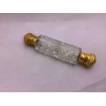 Double Ended 19th Century Cut Glass Scent Bottle with Gilt Ends and Original Stoppers