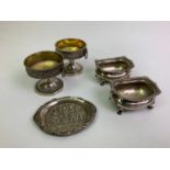 Pair of Silver Salts, Unmarked Silver Pin Dish and 2x Other Salts