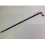 Horn Handled Walking Stick with Silver Mount - 91cm L