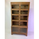 Limed Oak Glazed Sectional Bookcase - 89cm W x 29cm D x 174cm H